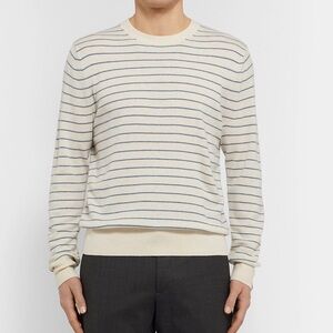 rag & bone Harlow Blue Striped Ivory Crewneck Cashmere Sweater